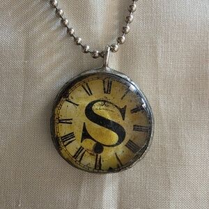 Yellow Clock Pendant Necklace